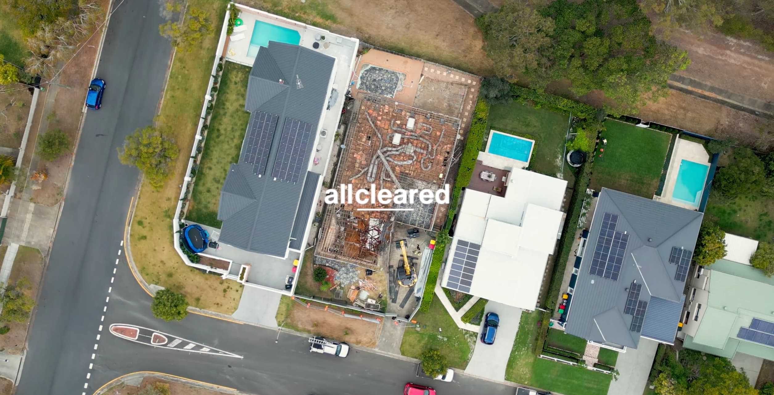 Birds eye view of allcleared construction site.